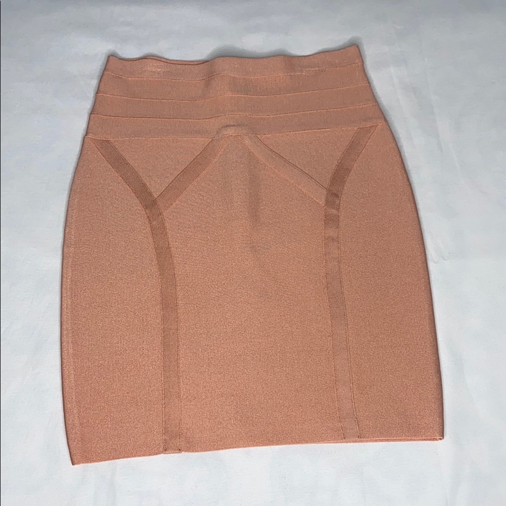 BEBE  Bandage Peach Bloom Stretch Straight Mini Pencil Skirt